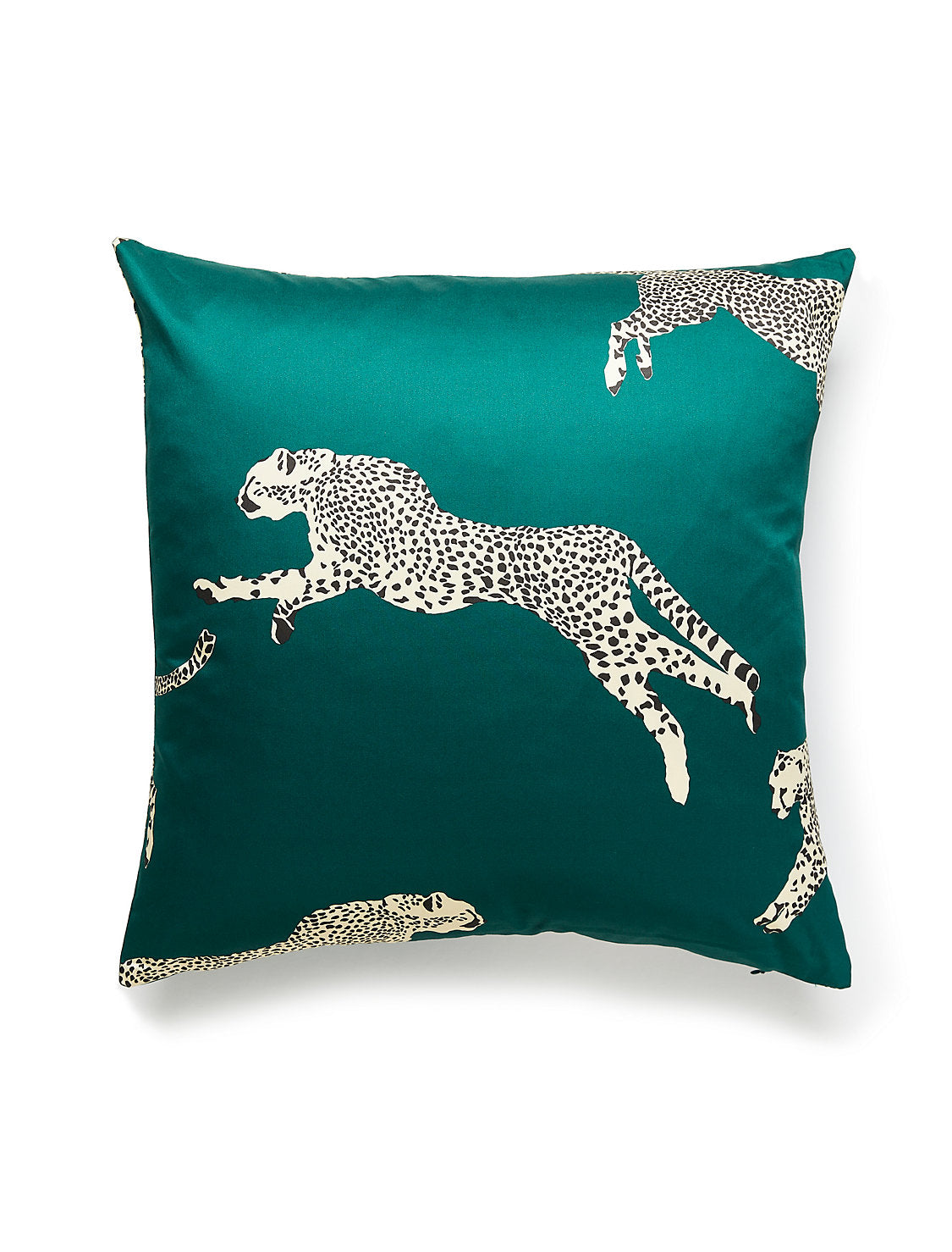 Scalamandre Leaping Cheetah 22 X 22 - Evergreen Decorative Pillow