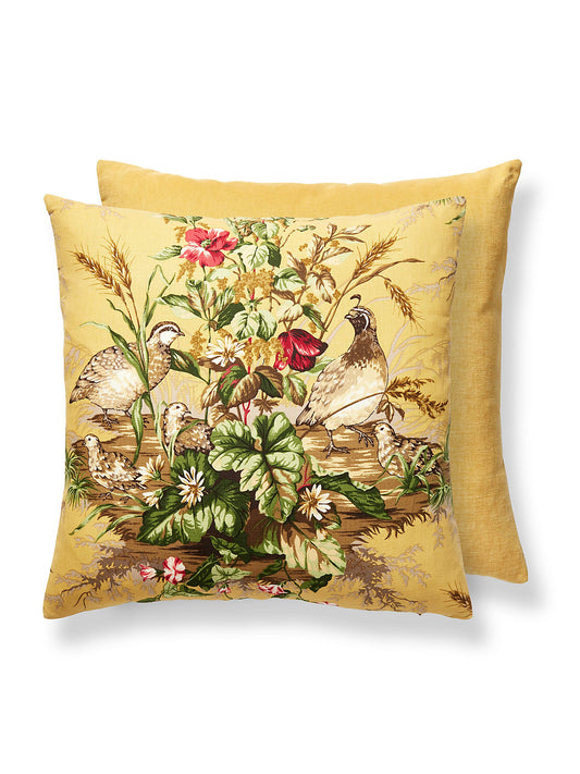 Scalamandre Edwin's Covey 22 X 22 - Multi on Mustard Decorative Pillow