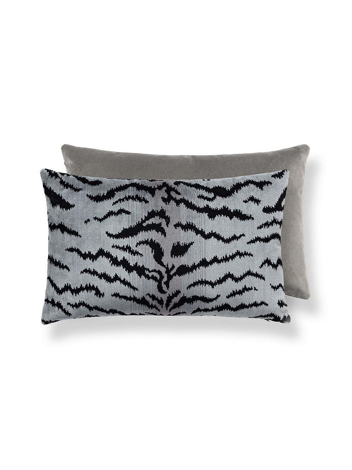 Scalamandre Tigre 14 X 22 - Silver & Black / Grey Flannel Decorative Pillow