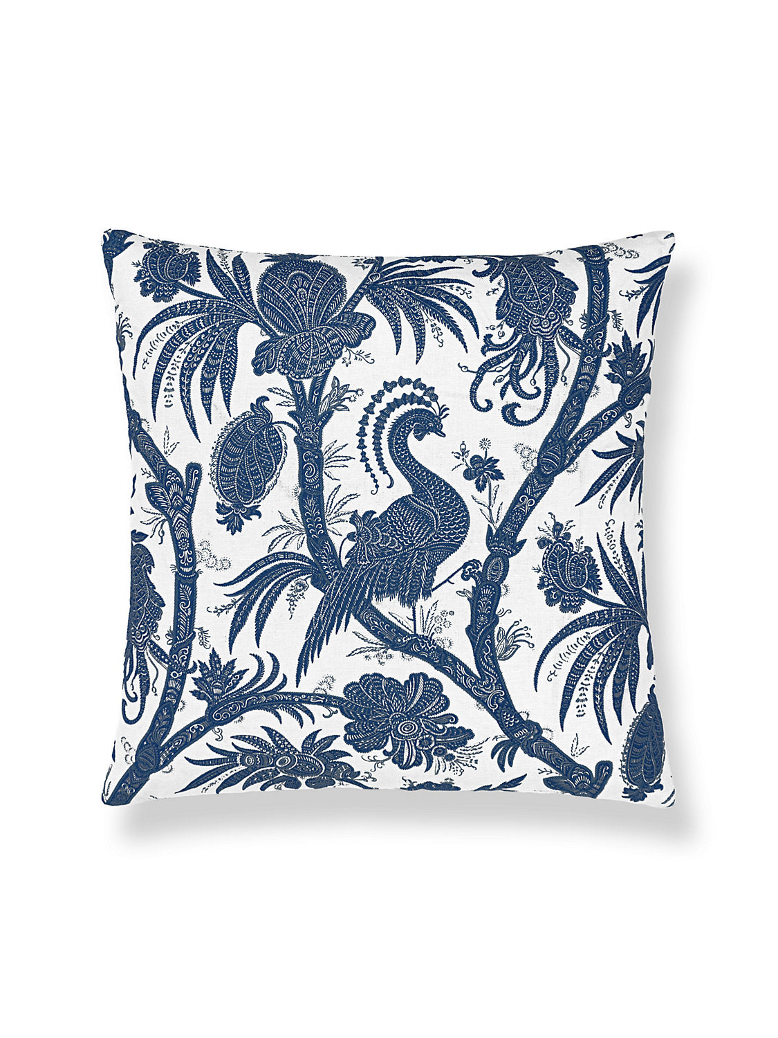 Scalamandre Balinese Peacock 22 X 22 - Indigo Decorative Pillow