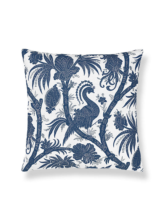 Scalamandre Balinese Peacock 22 X 22 - Indigo Decorative Pillow