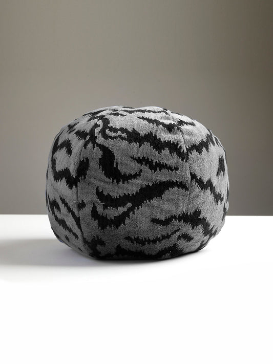 Scalamandre Tigre 12 DIA - Silver & Black Decorative Pillow