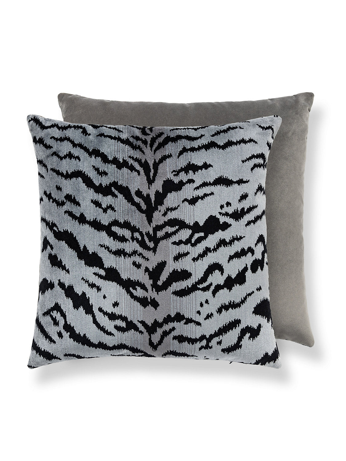 Scalamandre Tigre 22 X 22 - Silver & Black / Grey Flannel Decorative Pillow