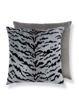 Scalamandre Tigre 22 X 22 - Silver & Black / Grey Flannel Decorative Pillow