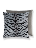 Scalamandre Tigre 22 X 22 - Silver & Black / Grey Flannel Decorative Pillow