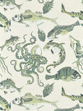 Scalamandre Mikonos Green & Eggshell Wallcovering