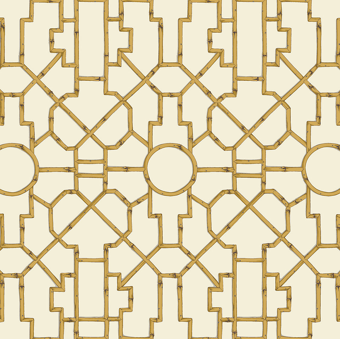 Scalamandre Baldwin Bamboo Rattan & Brown on Off-White Wallcovering