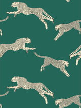 Scalamandre Leaping Cheetah Evergreen Wallcovering
