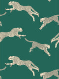 Scalamandre Leaping Cheetah Evergreen Wallcovering