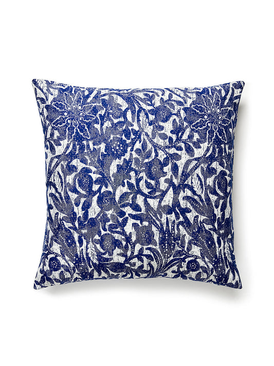 Scalamandre Bali Floral Outdoor 22 X 22 - Ultramarine Decorative Pillow