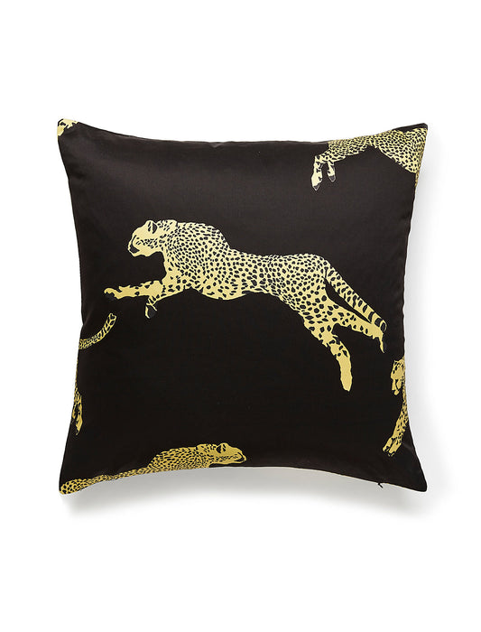 Scalamandre Leaping Cheetah 22 X 22 - Black Magic Decorative Pillow