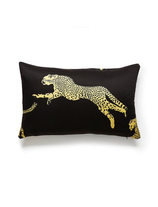Scalamandre Leaping Cheetah 14 X 22 - Black Magic Decorative Pillow