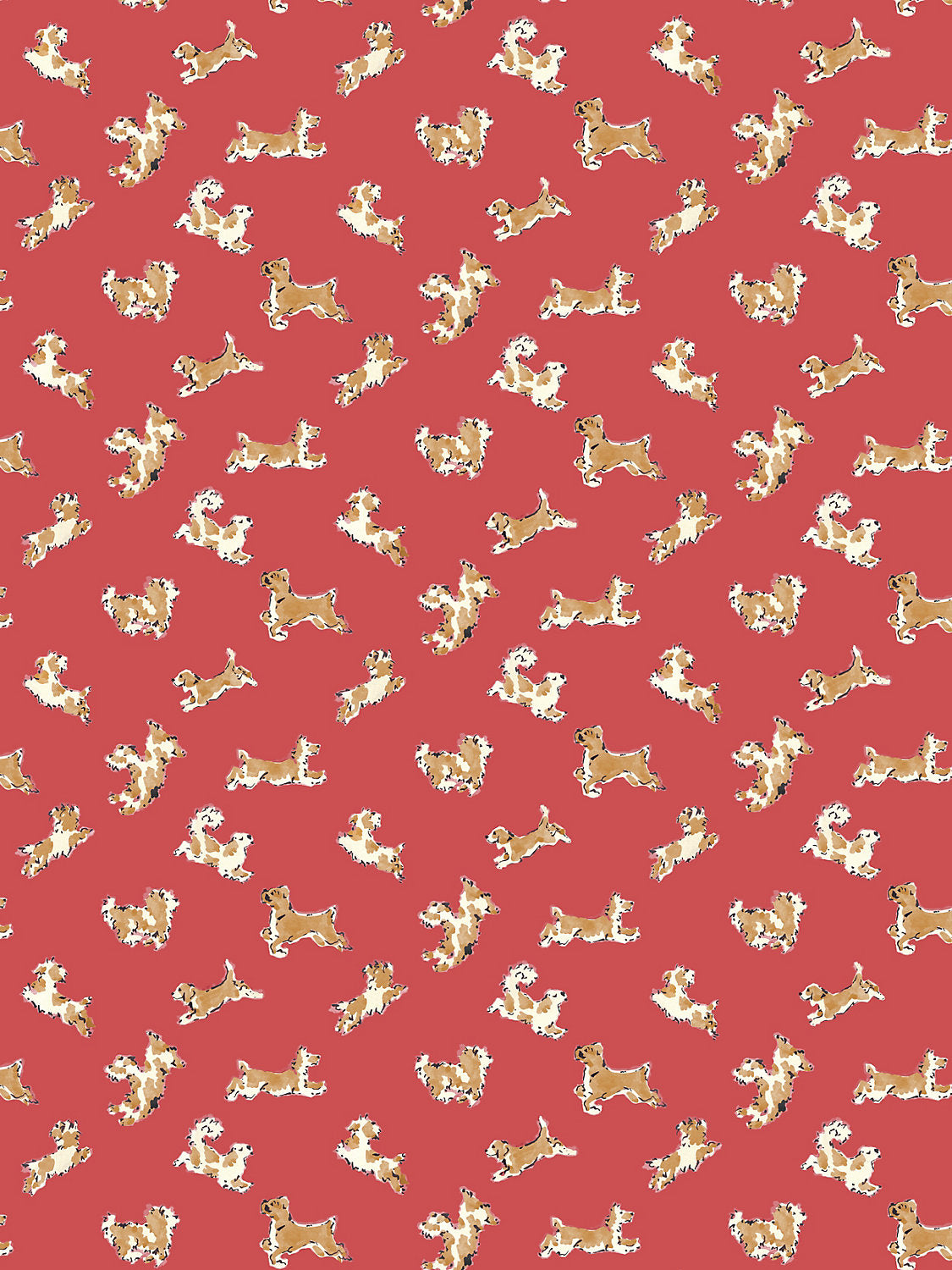 Scalamandre Fete De Chien Chili Pepper and Tawny Wallcovering