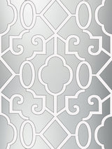 Scalamandre Ming Fretwork Silver - Pearlescent Wallcovering