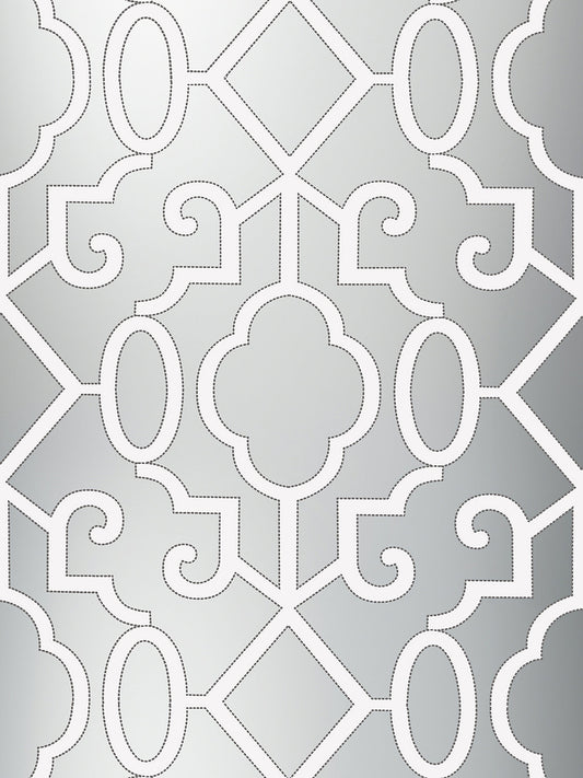 Scalamandre Ming Fretwork Silver - Pearlescent Wallcovering