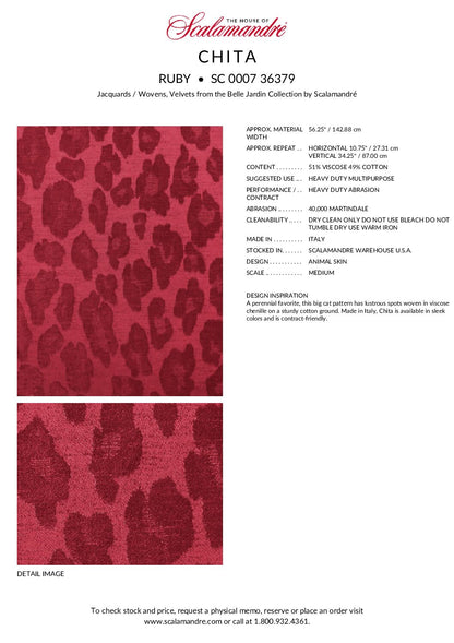 Chita Ruby Red From Scalamandre Silky &amp; Heavy Velvet MSRP USD 312/Y