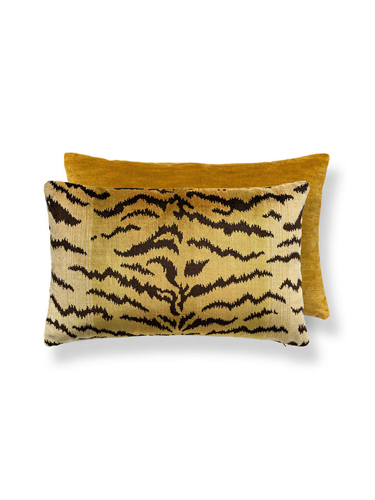 Scalamandre Tigre / Velvet 14 X 22 - Ivory, Gold & Black / Gilt Decorative Pillow