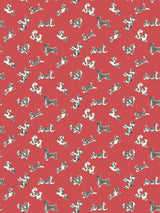 Scalamandre Fete De Chien Red Pepper and Charcoal Wallcovering