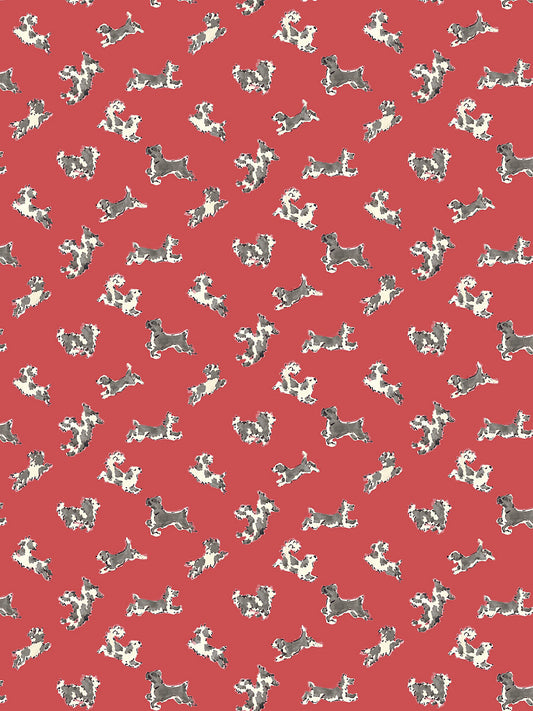Scalamandre Fete De Chien Red Pepper and Charcoal Wallcovering