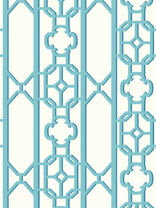 Scalamandre Joanna Fret Turquoise Wallcovering