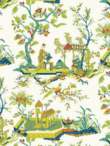Scalamandre Ch'in Ling Multicolor on Ivory Wallcovering