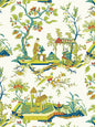 Scalamandre Ch'in Ling Multicolor on Ivory Wallcovering