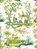 Scalamandre Ch'in Ling Multicolor on Ivory Wallcovering