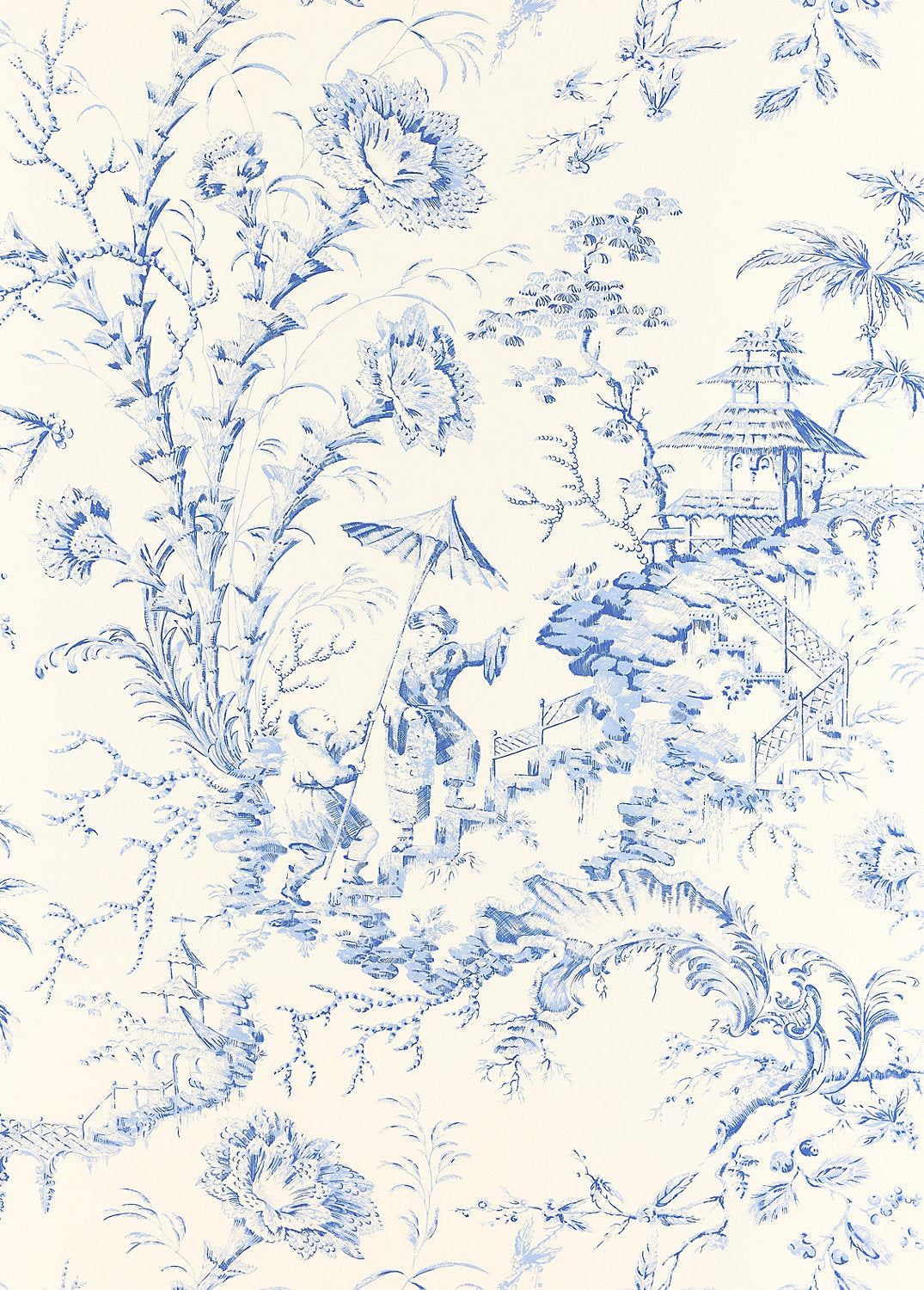 Scalamandre Pillement Toile China Blue Wallcovering