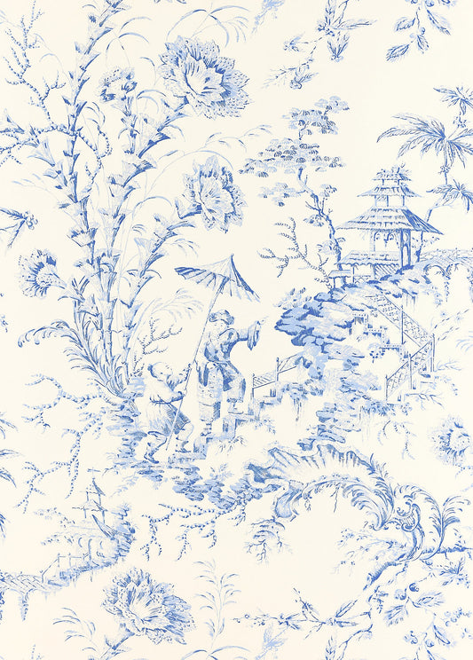 Scalamandre Pillement Toile China Blue Wallcovering