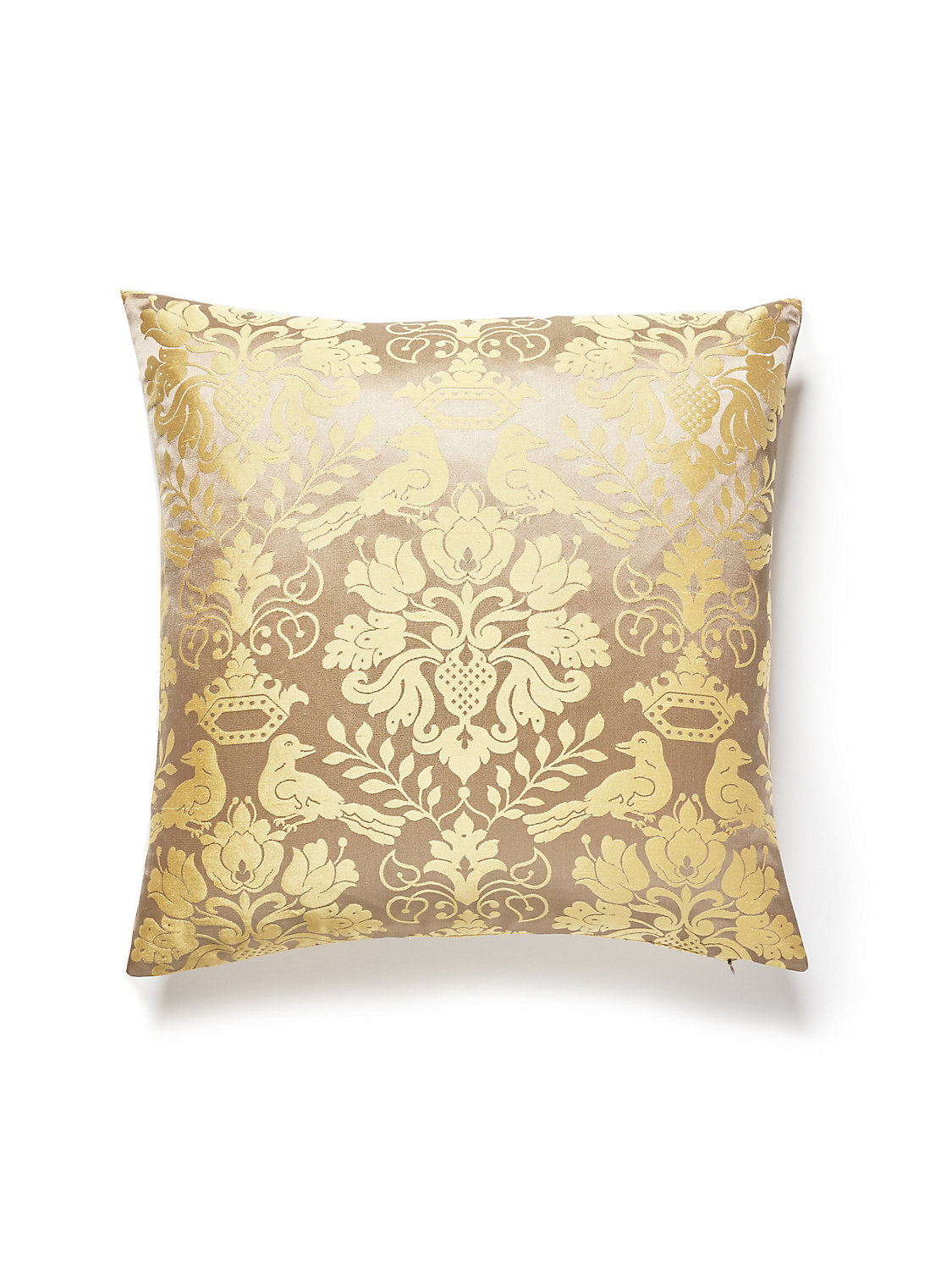 Scalamandre Love Bird 22 X 22 - Chocolate & Gold Decorative Pillow