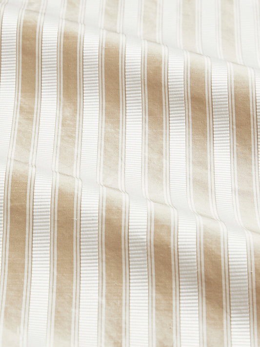 Special Order Scalamandre Shirred Stripe Fawn Brown White Silk MSRP USD 363/y