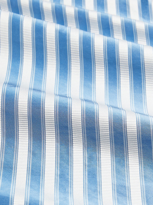 Special Order Scalamandre Shirred Stripe Blue Opal White Silk MSRP USD 363/y