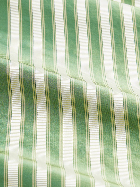 Special Order Scalamandre Shirred Stripe Bonsai Green White Silk MSRP USD 363/y