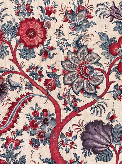 Special Order Scalamandre Metropolitan Palampore Print Linen Red Multi Floral Jacobean Tree of Life MSRP USD488/y