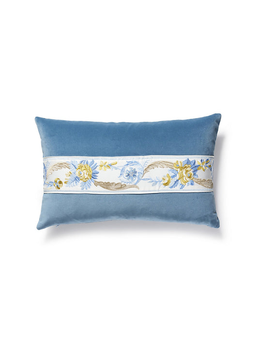 Scalamandre Reine / Linley 14 X 22 - Gold and Blue / Soldier Blue Decorative Pillow