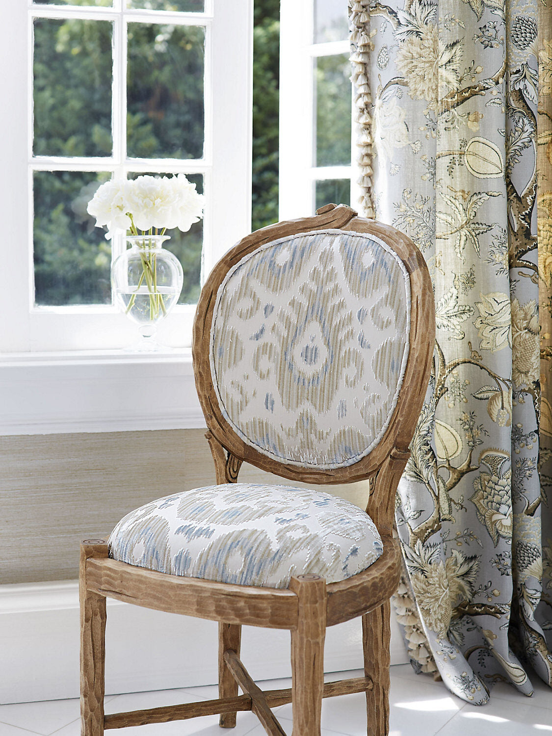 Special Order Scalamandre Tashkent Velvet Pacific Blue Ikat Black Beige Cotton Viscose MSRP USD624/y