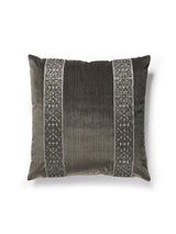 Scalamandre Saxony / Strie Velvet 22 X 22 - Sterling / Titanium Decorative Pillow