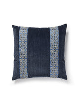 Scalamandre Saxony / Strie Velvet 22 X 22 - Midnight / Ink Decorative Pillow