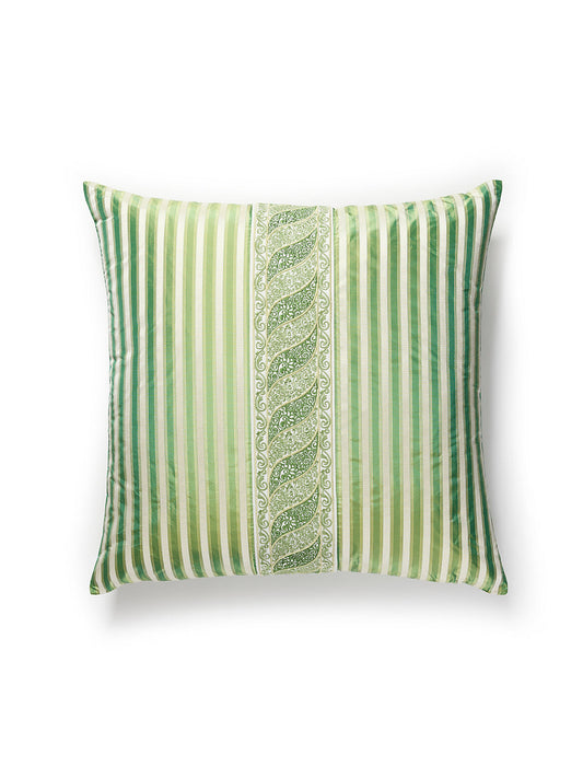 Scalamandre Paisley / Shirred Stripe 22 X 22 - Meadow / Bonsai Decorative Pillow