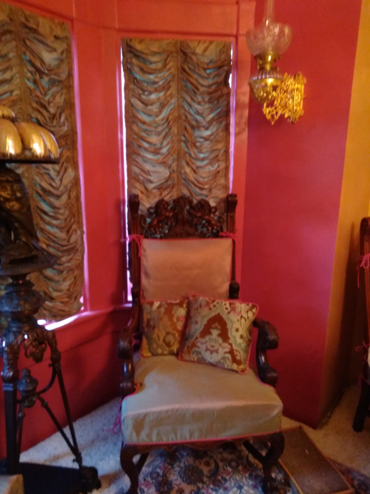 By Yd Scalamandre Opalino Flame 100% Silk Red Green MSRP USD 212/yd