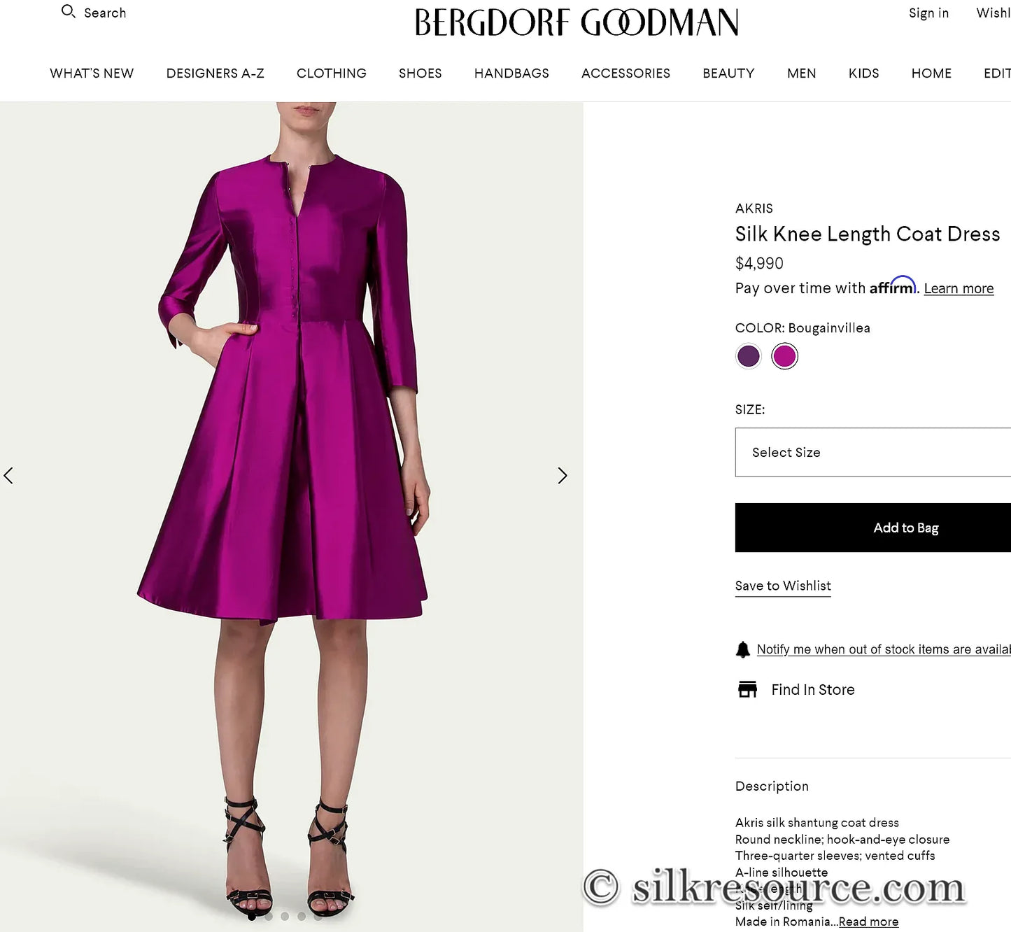 Brunschwig &amp; Fils Georges Satin Silk "fuchsia" Pink Red MSRP USD 470/y