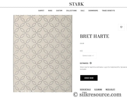 Stark BRET HARTE White Lattice Diamond Linen Handmade Transitional Mid Century Rug 6x9' MSRP USD 3175