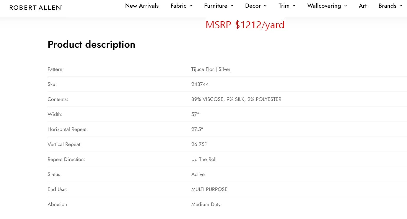 Beacon Hill Tijuca Flor - Silver Silk Lampas Floral