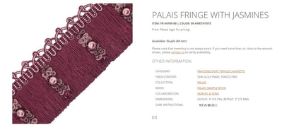 Samuel &amp; Sons Palais PALAIS FRINGE WITH JASMINES Trim Silk MSRP USD 440/Y Special order