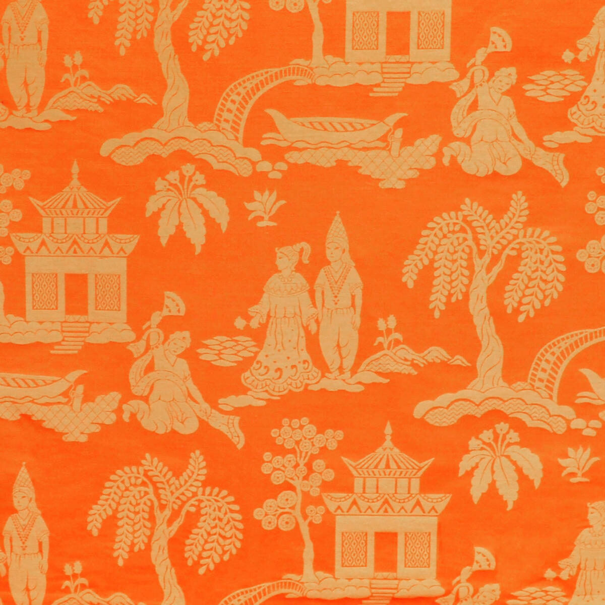 Special Order Clarence House Sukhothai Linen Silk Mandarin Orange Asian Damask MSRP USD 356/y