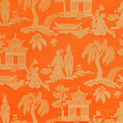 Special Order Clarence House Sukhothai Linen Silk Mandarin Orange Asian Damask MSRP USD 356/y