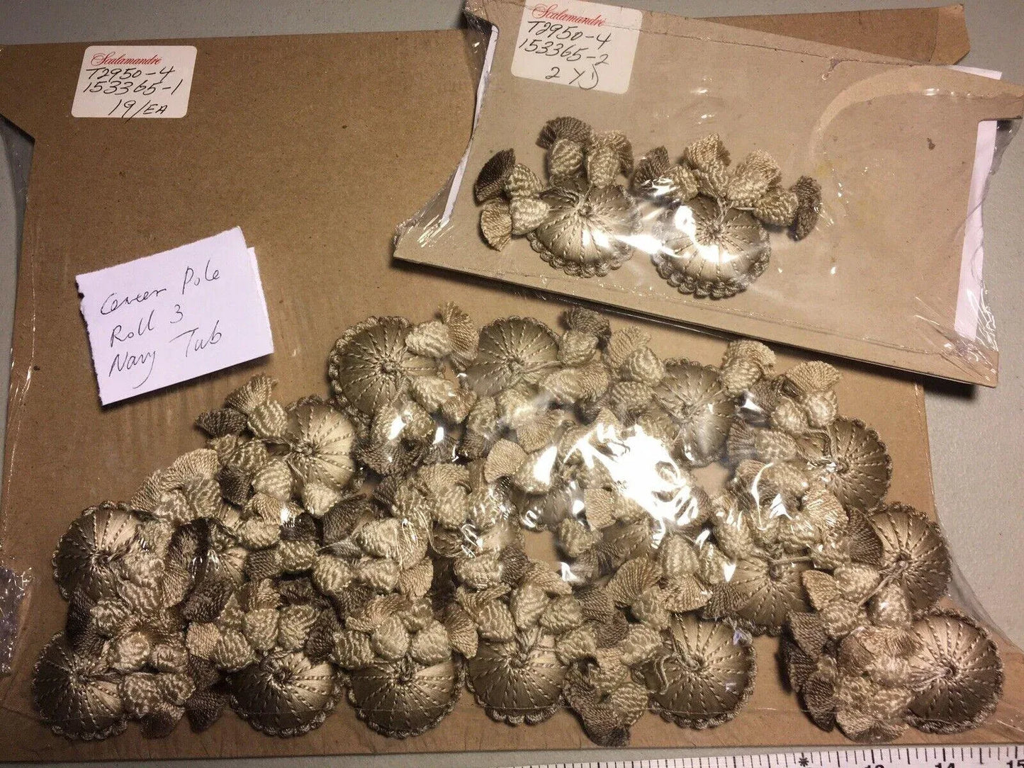 Per Piece Scalamandre Silk Rosette Tassel Pewter Beige MSRP USD 180+/each T2950-4