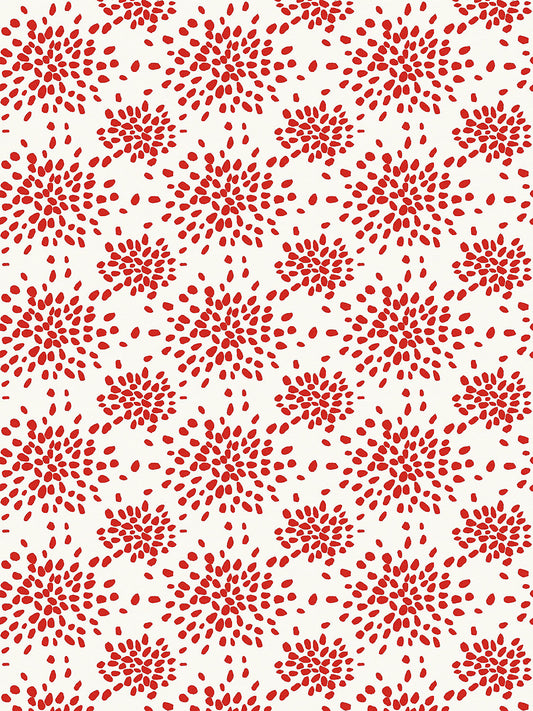 Hinson Fireworks Red on White Wallcovering