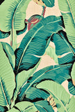 Hinson Palm Paperweave Green on Straw Wallcovering