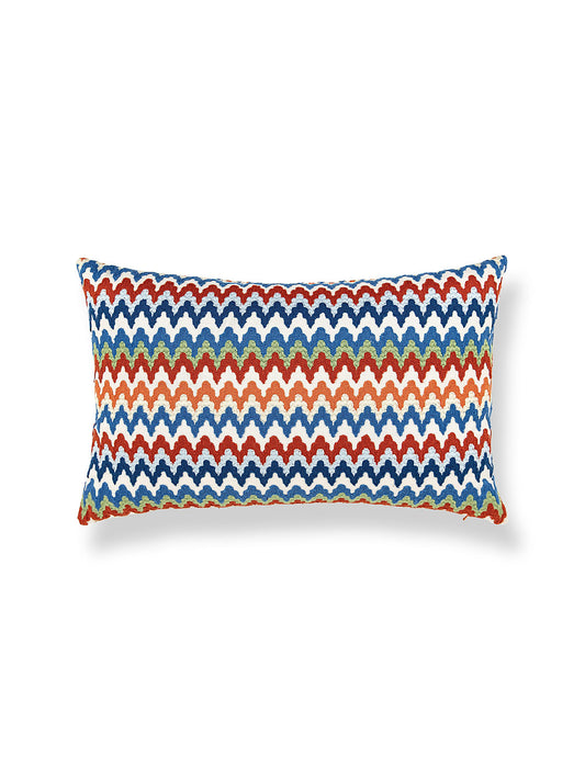 Scalamandre Rainbow Mountain Crewel 14 X 22 - Cobalt Rouge Decorative Pillow